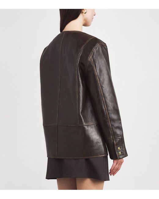 Sandro Black Leather Distressed Jacket