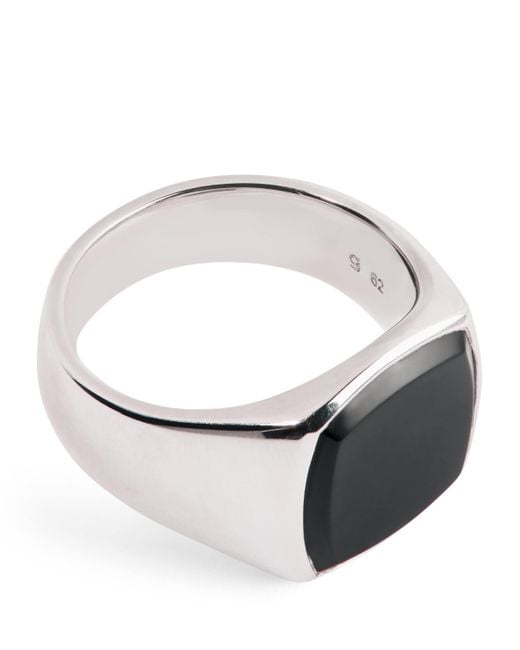 Tom Wood Metallic Polished Onyx Kay Signet Ring for men