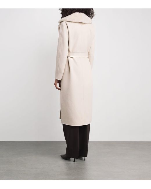 Yves Salomon Natural Cashmere-Mink Belted Long Coat