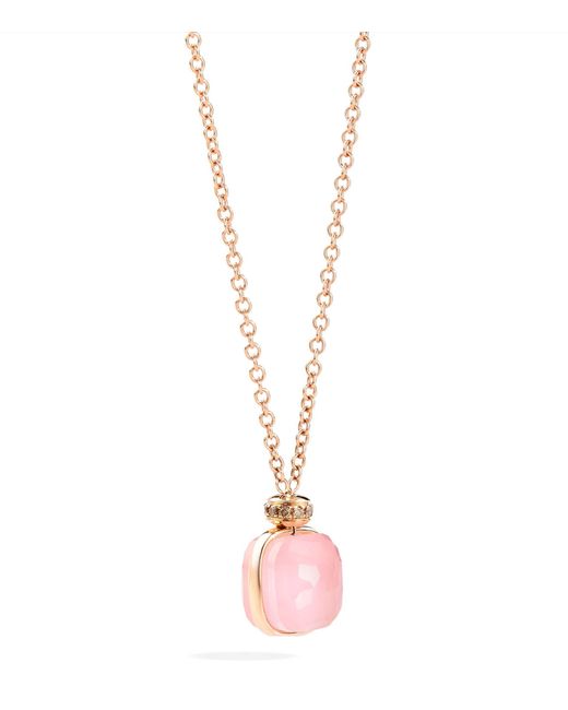 Pomellato Metallic Mixed, Rose Quartz And Diamond Nudo Necklace
