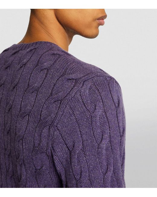 Ralph Lauren Purple Label Blue Cashmere Cable-knit Sweater for men