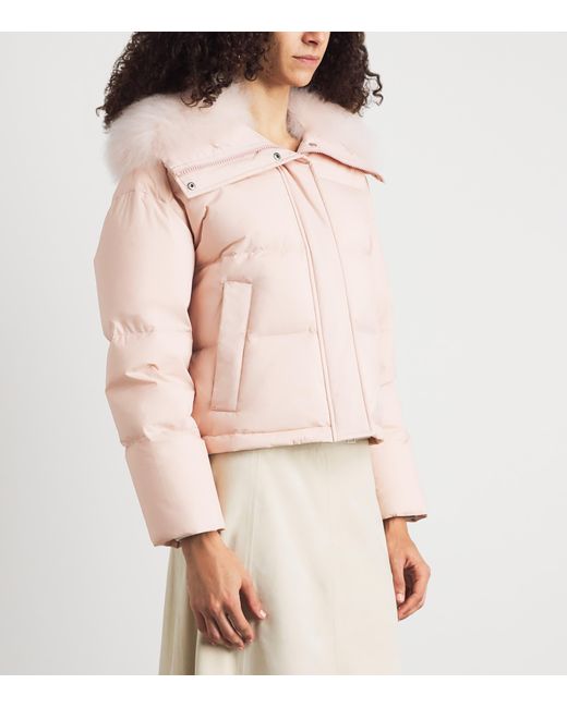 Yves Salomon Pink Down Technical Puffer Jacket