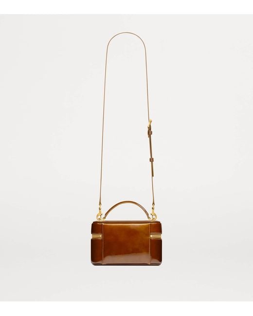 Saint Laurent Brown Mini Patent Leather Gaby Top-Handle Bag