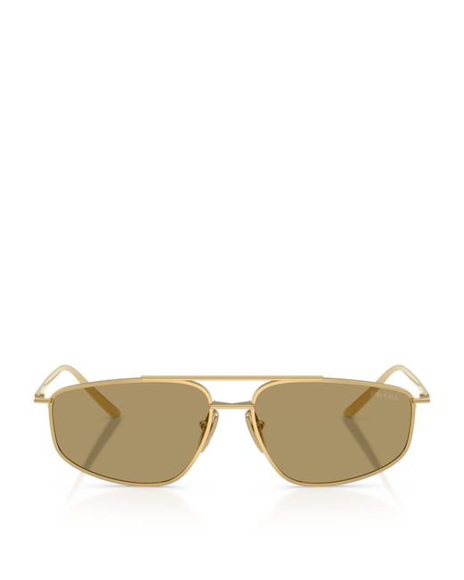 Prada Natural Metal Rectangular Sunglasses