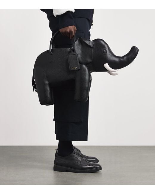 Thom Browne Black Leather Elephant Top-Handle Bag