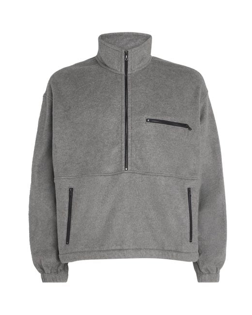 Auralee Gray Silk Fleece Half-Zip Sweatshirt for men