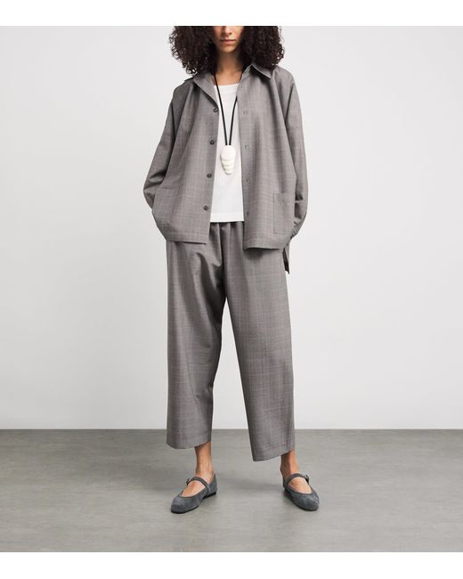 Eskandar Gray Virgin Wool Wide A-Line Shirt Jacket