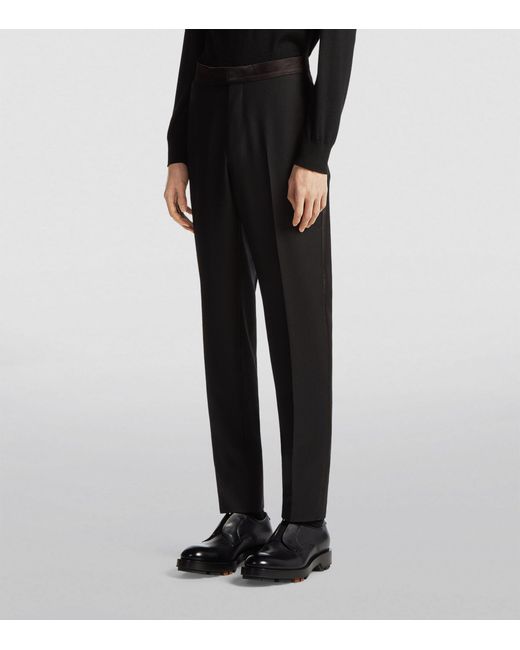 Zegna Black Wool-mohair Evening Trousers for men