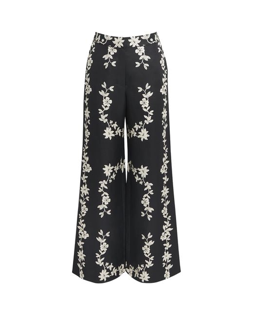 Claudie Pierlot Black Floral Wide-Leg Tailored Trousers