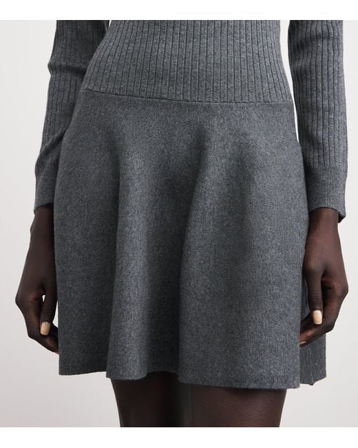 Maje Gray Embellished Collar Knit Mini Dress