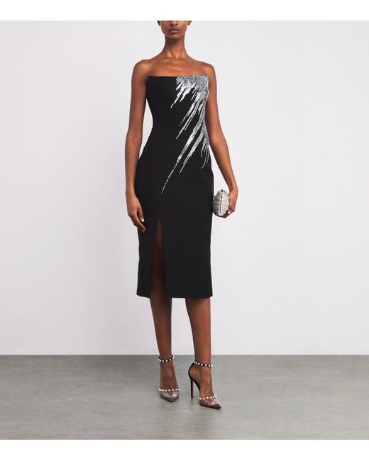 Gaurav Gupta Black Meteoric Embellished Midi Dress