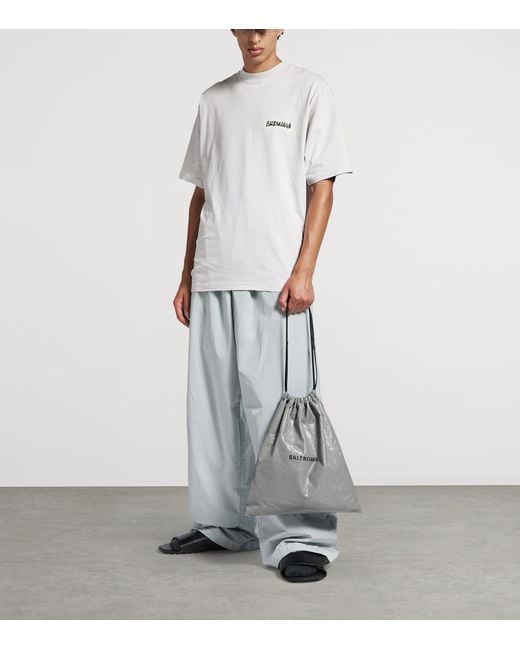 Balenciaga White Cotton Masking Tape Logo T-Shirt for men