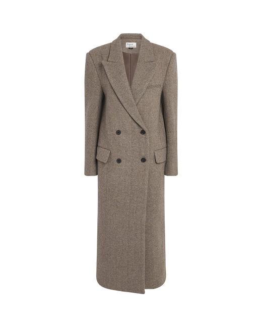 Source Unknown Brown Wool Double-Breasted Reyna Long Coat
