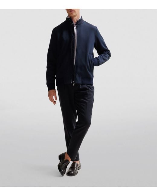 Boss Blue Zip-Up Bomber Jacket for men