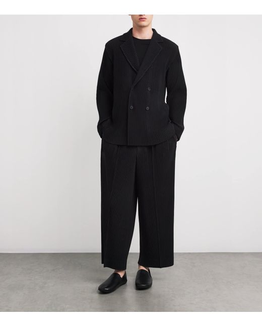 Homme Plissé Issey Miyake Black Pleated Wide-Leg Trousers for men