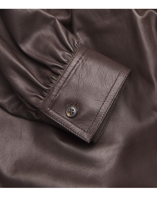 Yves Salomon Brown Leather Blouse