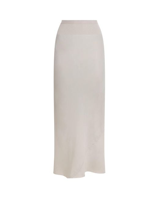 Rick Owens White Bias-Cut Maxi Skirt