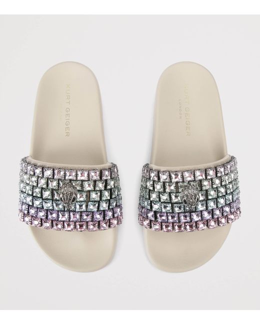 Kurt Geiger White Embellished Mina Eagle Slides