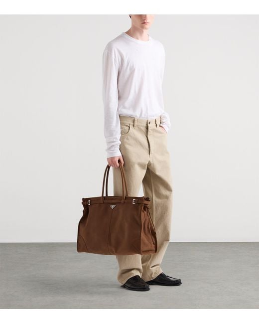 Prada Brown Large Leather Bonnie Top-Handle Bag for men