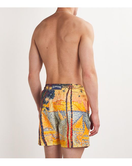 Vilebrequin Orange X Paul Signac Printed Moorea Swim Shorts for men