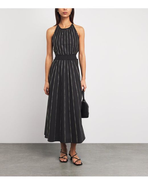 Sandro Black Cotton Embellished Maxi Dress