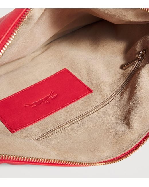 Longchamp Red Medium Leather Smoothie Half Cross-Body Bag