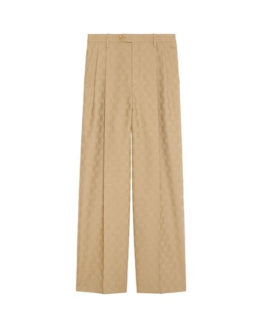 Gucci Natural GG Wool Jacquard Trousers