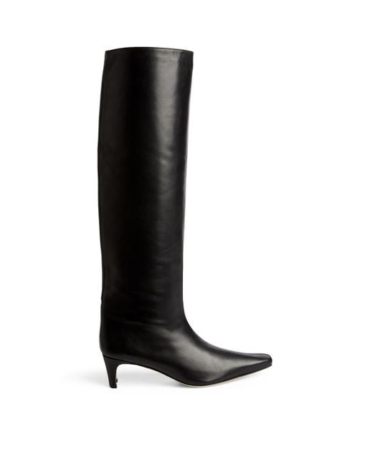 Staud Black Leather Wally Knee-High Boots 55