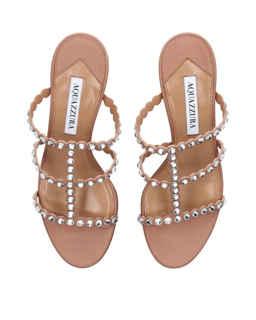 Aquazzura Pink Leather Embellished Tequila Sandals 50