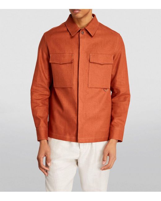 Agnona Orange Linen-blend Overshirt for men