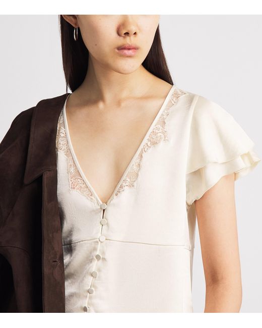 Citizens of Humanity White Lola Ruffle-Sleeve Blouse
