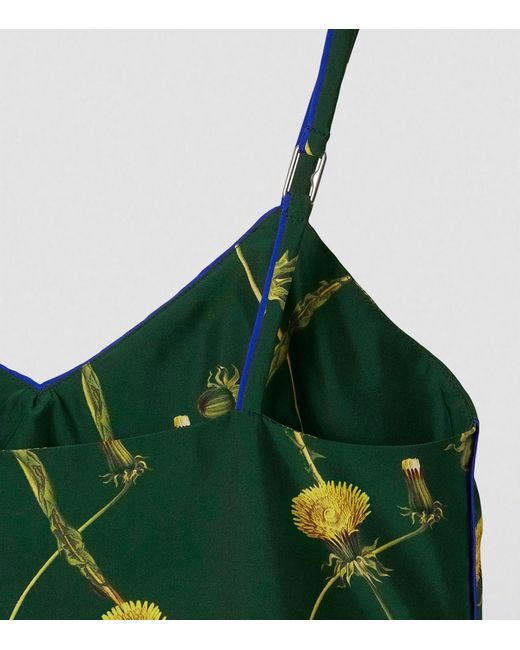 Burberry Green Silk Dandelion Midi Dress