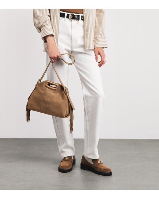 Maje Brown Leather Miss M Shoulder Bag