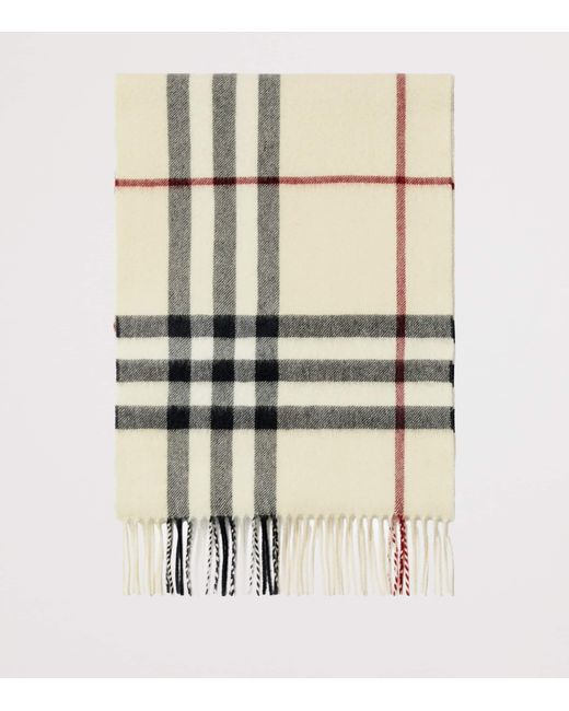 Burberry White Cashmere Check Scarf