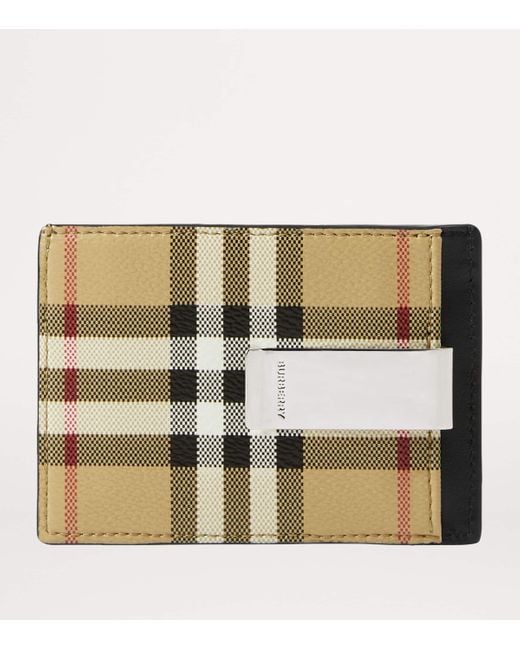 Burberry Black Check Money Clip Card Holder for men