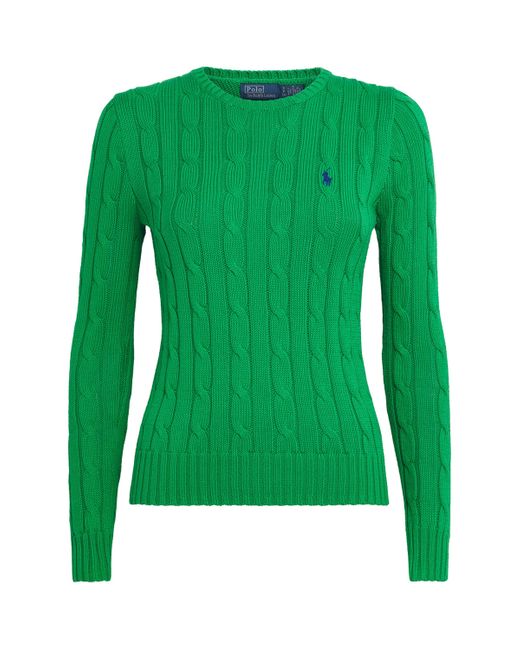 Polo Ralph Lauren Green Cotton Cable-Knit Julianna Sweater