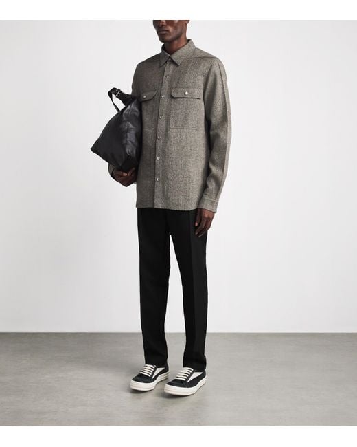 Rick Owens Black Wool-Blend Slim Drawstring Trousers for men