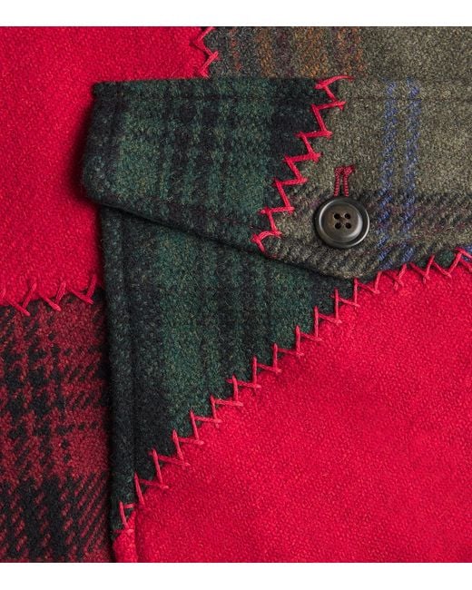 Polo Ralph Lauren Red Wool-Blend Patchwork Chore Jacket