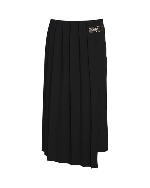 Maje Black Asymmetric Pleated Midi Skirt