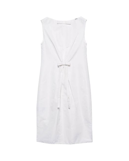 Prada White Silk Faille Midi Dress