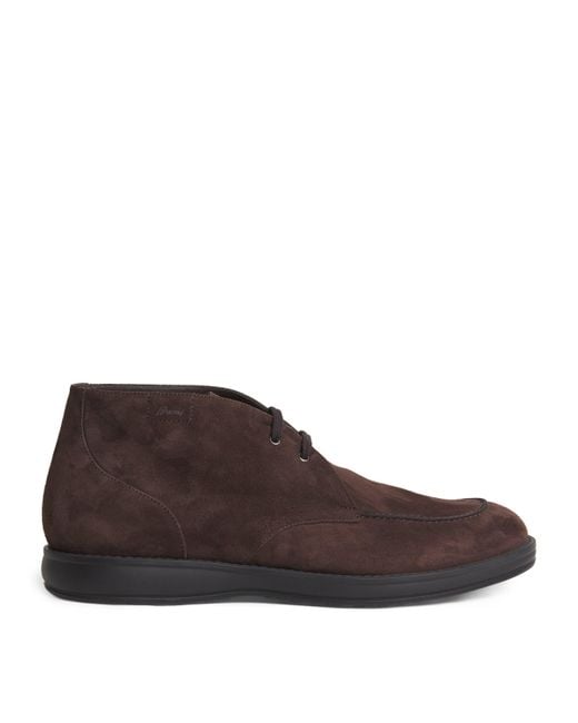 Brioni Brown Suede Ankle Boots for men
