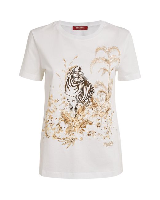 Max Mara White Cotton Graphic T-shirt