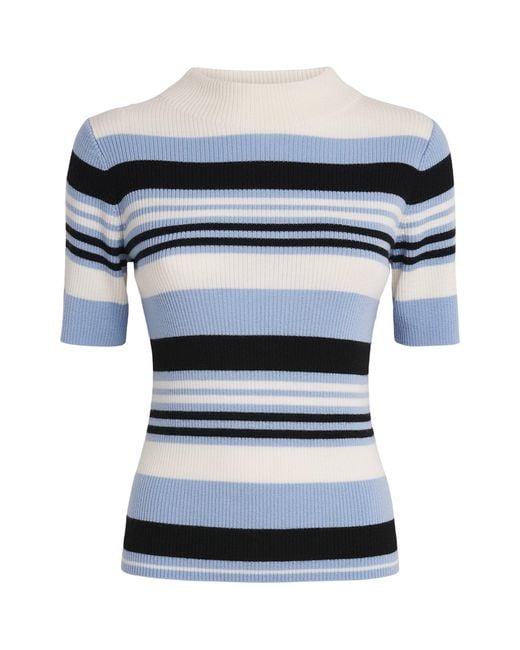 Emilia Wickstead Blue Merino Wool Stripe Toma Sweater