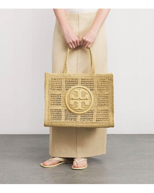 Tory Burch Metallic Large Crochet Ella Tote Bag