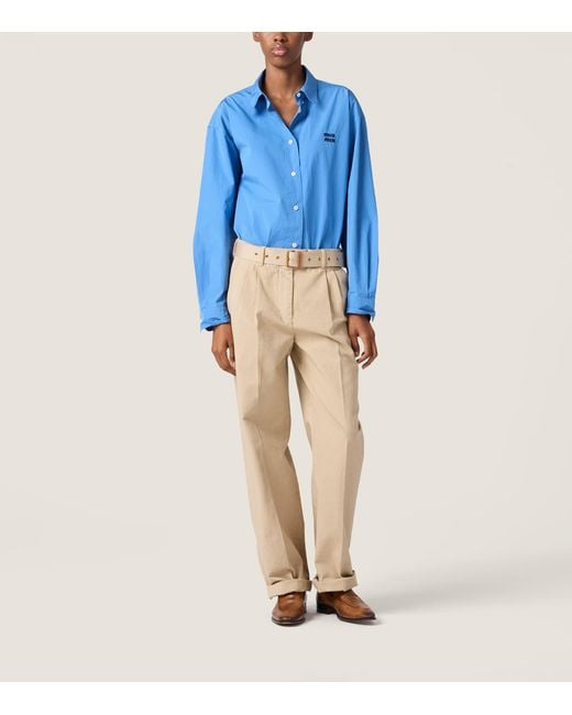 Miu Miu Natural Cotton Gabardine Trousers