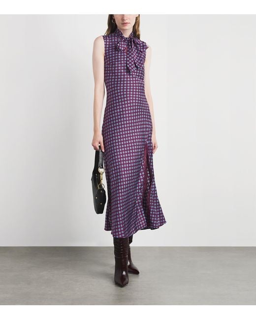 Claudie Pierlot Purple Satin Printed Midi Dress