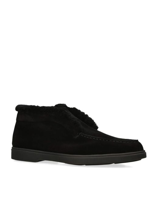 Santoni Black Suede Fortune Ankle Boots