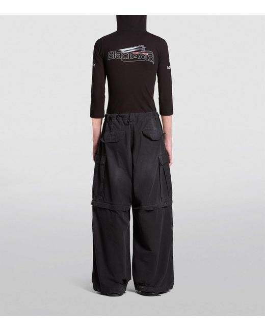 Balenciaga Black Distressed Cargo Trousers for men