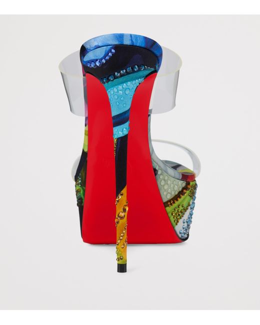Christian Louboutin Blue Just Nothing Floral Silk Sandals 150