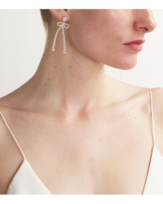Sophie Bille Brahe White And Freshwater Pearl Bow Rosette Earrings